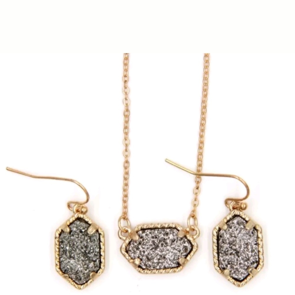 Lee Elisa Type Earring Necklace Silver Gold NWOT